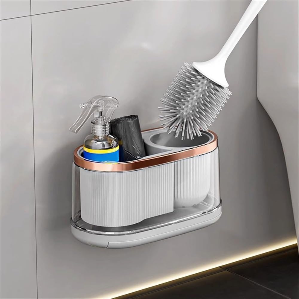 Vielseitig Toilettenbürstenaufbewahrung aus Kunststoff mit Bürstenkopf thermoplastischem Gummi und Abtropfschale