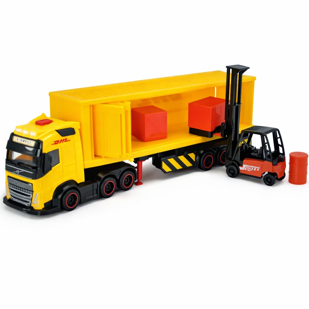FORCEMAN DHL Heavy Truck Toy Set with Forklift & Cargo Accessories