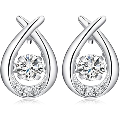 Miaofu Women's infinity drop earrings, 925 silver with 5A zirconia crystal, Cubic Zirconia Cover