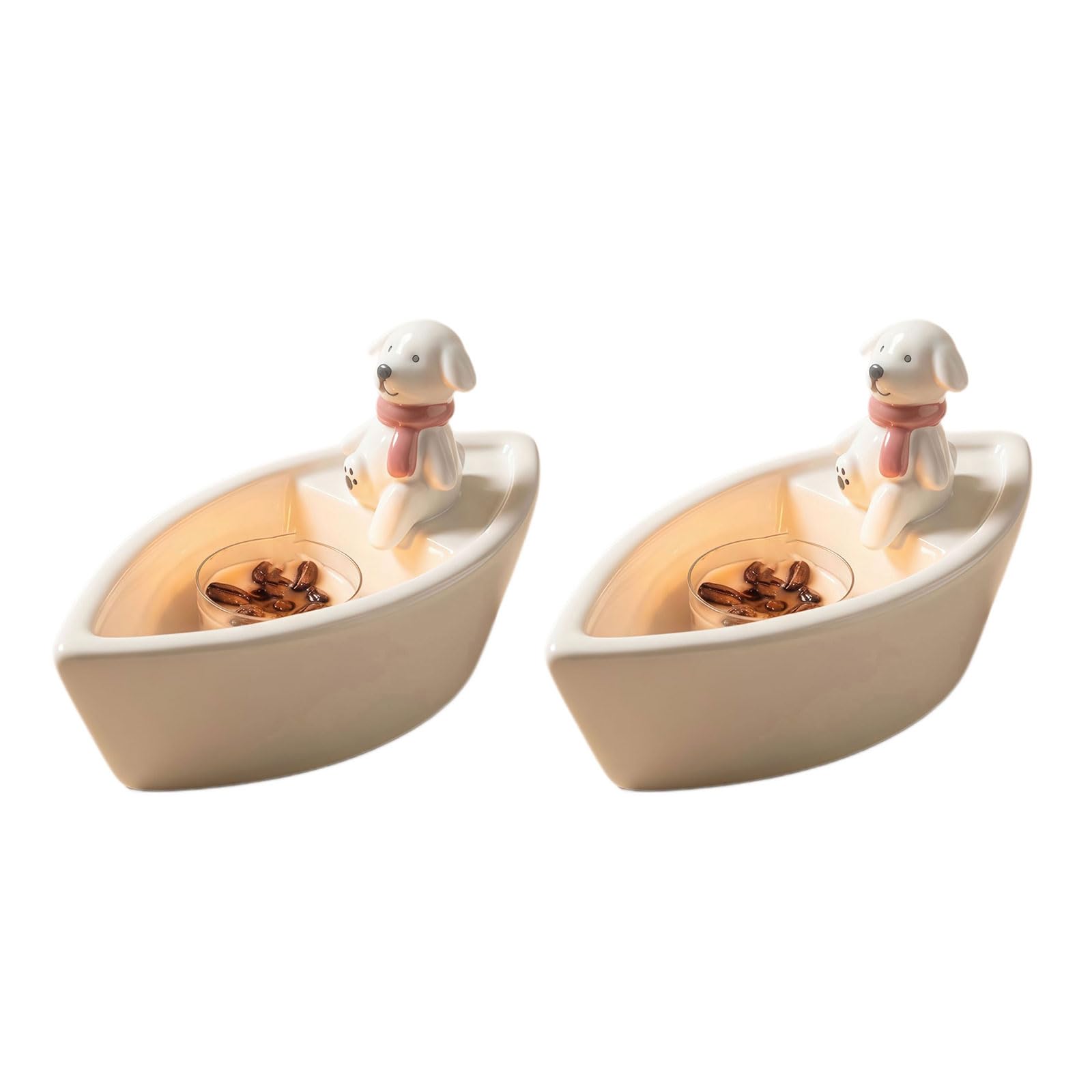 our fave Ship Shape Ceramic Container Lovely Dog Figure Stand Decorative Tealight Stand for Mantels Desktop Shelf Lovely Dog Earthenware Owner