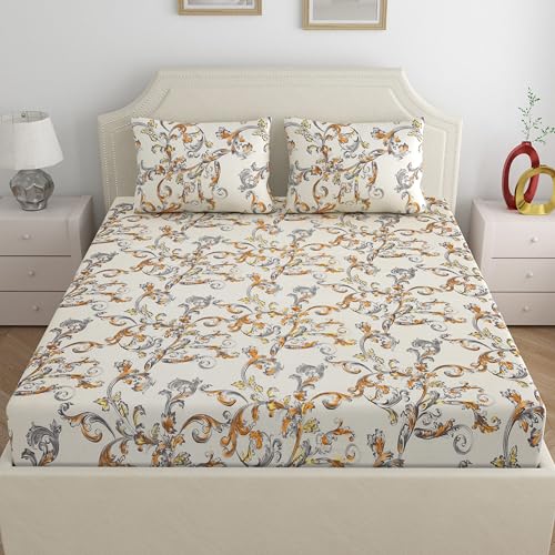 Image of Home Ecstasy Microfiber Wrinkle & Fade Resistant King Bedsheet with 2 Pillow Covers - (Size 108 x 108 inches, 140TC, Colour -Beige