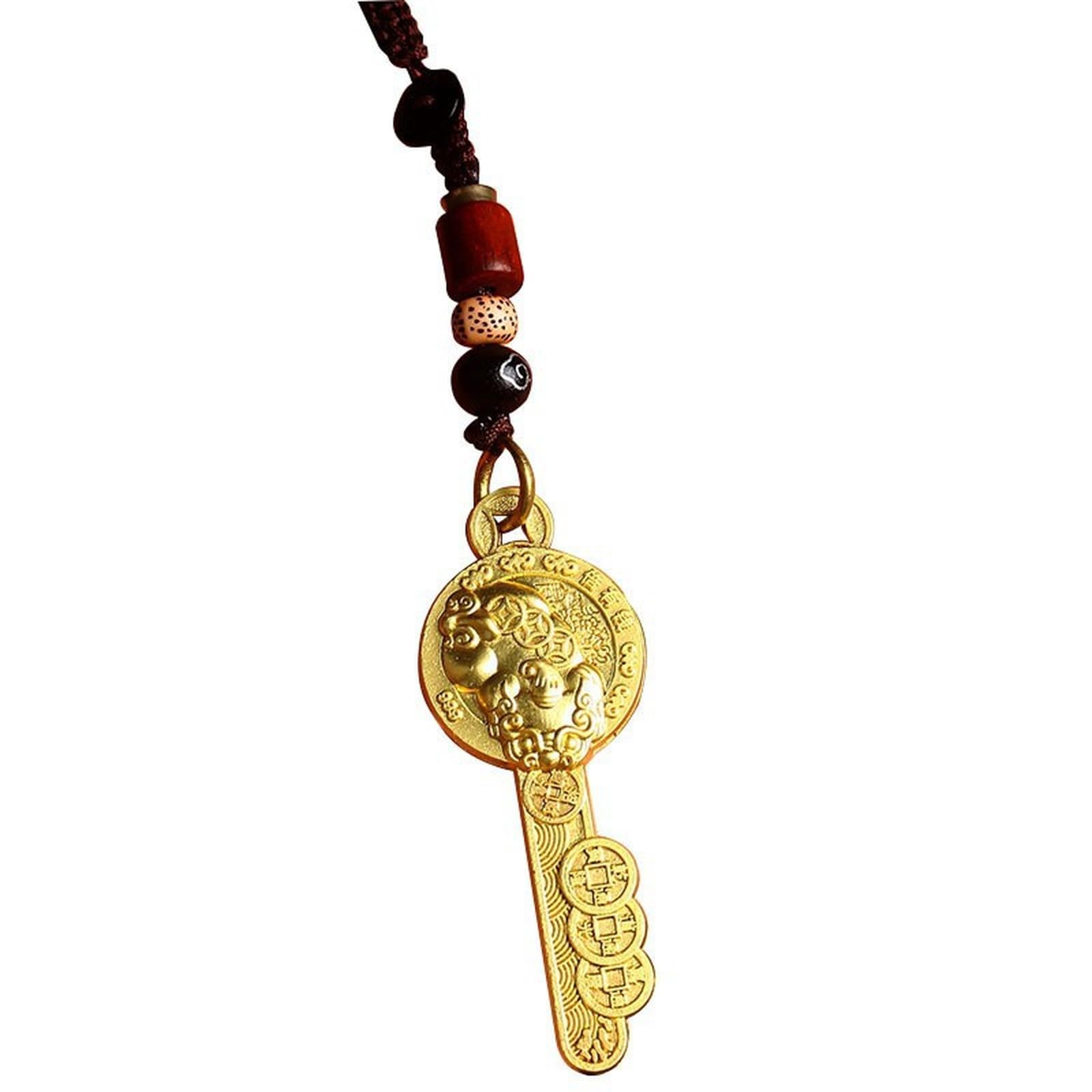 NBKLSWSUI Handmade Brass Keychain Sculpture For Men's Office Desk&man Cave Vintage Decor Unique Feng Shui