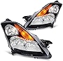 DWVO Headlight Assembly Compatible with 07 08 09 Altima 4-Door Sedan 2007 2008 2009 Black Housing with Amber Reflector Clear Lens