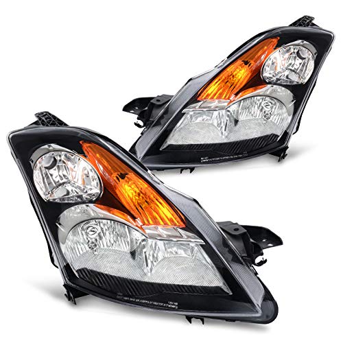 DWVO Headlight Assembly Compatible with 07 08 09 Altima 4-Door Sedan 2007 2008 2009 Black Housing with Amber Reflector Clear Lens