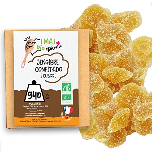 [MA] bio-épicerie | Jengibre confitado BIO en cubitos | 940G | Suelto en confección | Certificado ecológico | Fruta confitada