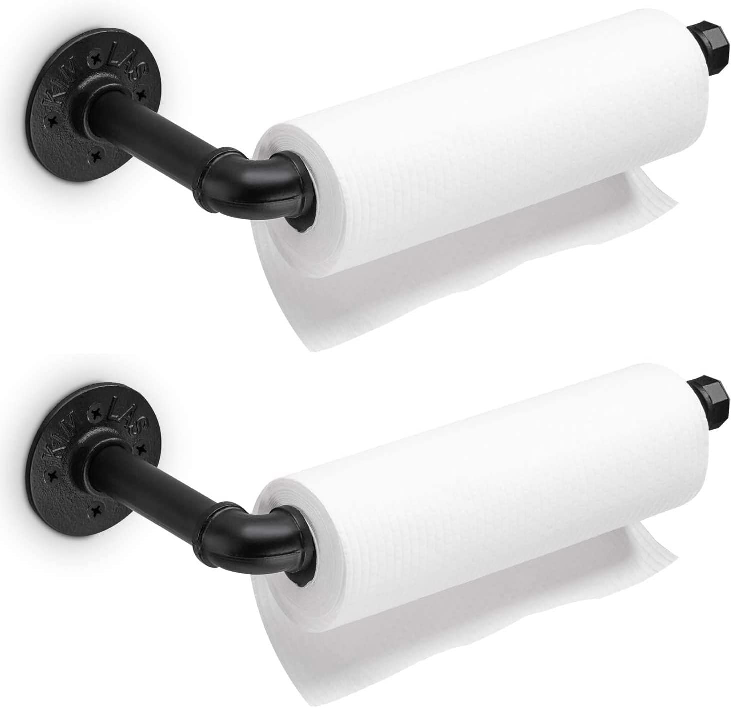 Industrial Pipe Kitchen Paper Towel Holder, Elibbren 2 Pack Heavy Duty DIY Industrial Rustic Wall Mount Paper Towel Ract for Kitchen Bathroom