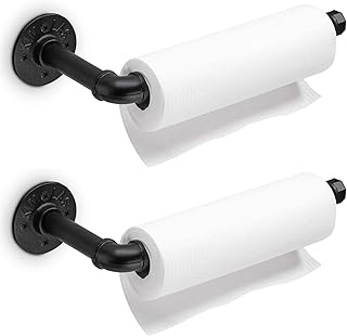 Industrial Pipe Kitchen Paper Towel Holder, Elibbren 2 Pack Heavy Duty D...