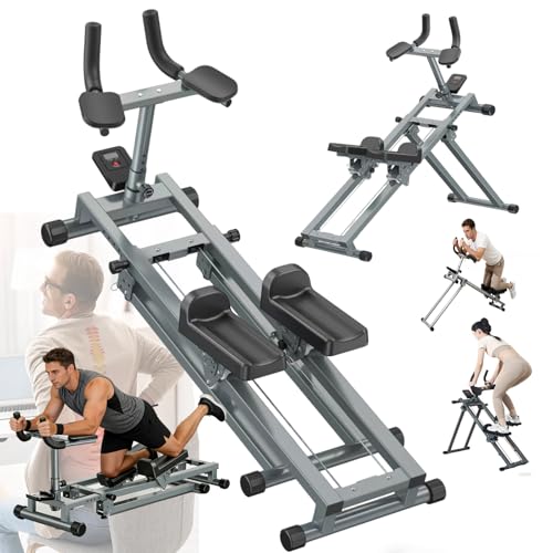3 in 1 Spine Twist And Stretch Trainer & AB Machine Foldable Crawling Exercise Machine with LCD Display Monitor Step Range Climber Machine with Adjustable Slope Home Gym Equipment for Women Men