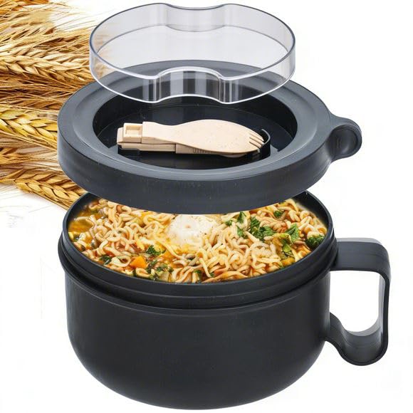 Image of Ramen Bowl,Ramen Cooker,Microwave Ramen Bowl,Microwave Safe Soup Bowl,Portable Ramen Cooker, Instant Ramen Noodle Bowls For Home Office Dorm Apartment motor home etc
