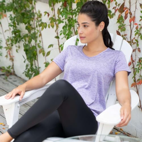 Real Essentials 5 Pack: Women's Dry Fit Short Sleeve V Neck Workout Top - Fitness Gym Athletic Yoga T-Shirt (Plus Available) - Image 7