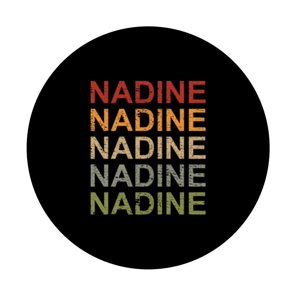 Retro Nadine Personalized, Nadine Name, Girl Woman Nadine PopSockets Swappable PopGrip, Black - Image 3