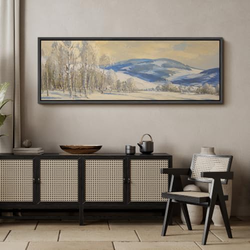 Image of MUDECOR Large Framed Canvas Print Wall Art Snow Birch Mt for Living Room
