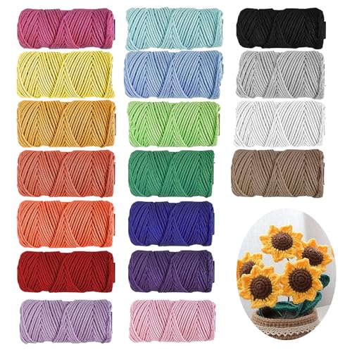 18 Stück Makramee Garn 2mm X 30m Baumwollgarn Baumwollkordel Baumwollseil Makramee Set Baumwollschnur Macrame Garn Makramee Baumwollgarn Set Für DIY Handwerk Basteln Stricken Boho Deko