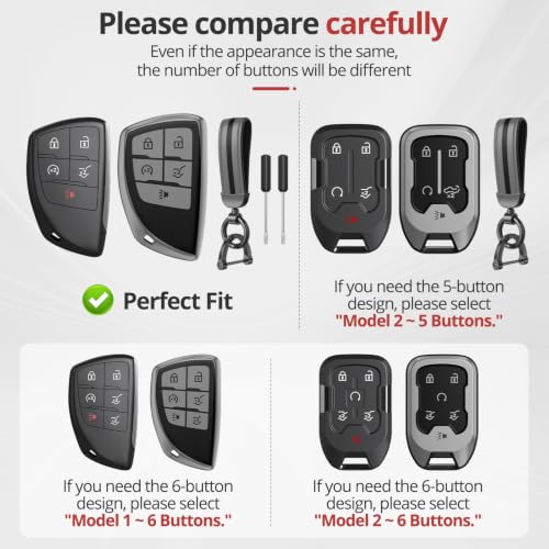 Image of For Chevy /GMC Key Fob Cover Accessories, Matte TPU Material, With a Cute Leather Keychain, for Silverado Sierra Tahoe Suburban Equinox Traverse Yukon Denali Terrain Acadia