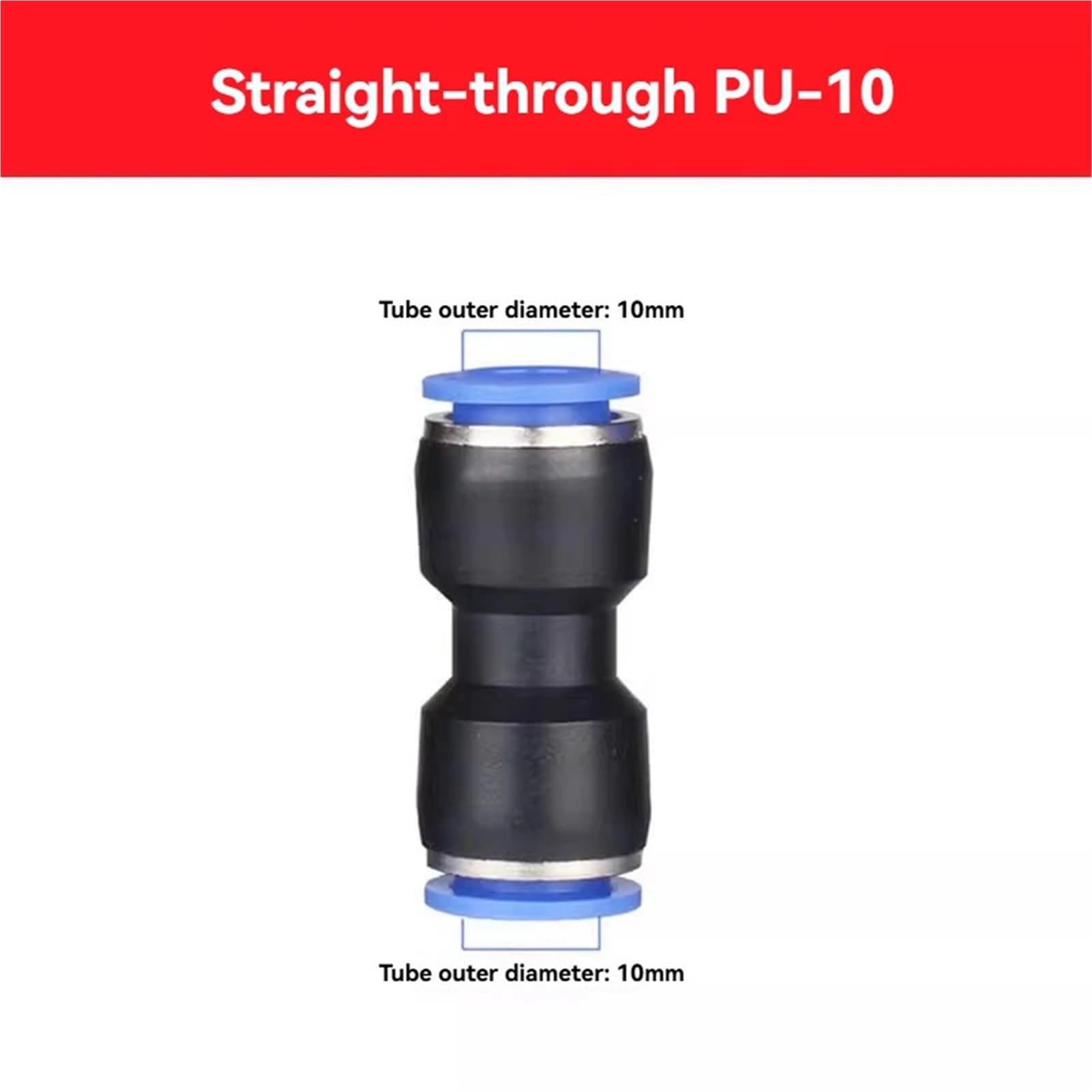 50/100 pezzi Raccordi pneumatici Tubo connettore tubo acqua Tubo aria Giunti rapidi Rilascio giunto push in(PU10,50pcs)