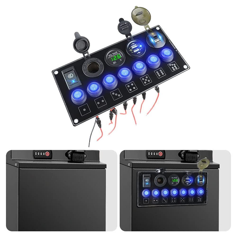 Pannello Interruttori Voltmetro Asudaro Led, Presa per Caricabatterie per Auto 12v-24v Dual USB Ricarica Rapida con Display Della Tensione di Protezione Intelligente per Auto, Camion Barche, Motocicli