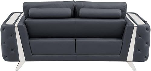 Miniatura 10 de Blackjack Furniture Reggio Collection - Sofás de cuero italiano de grano completo para sala de estar con marco de madera brasileña y patas de acero