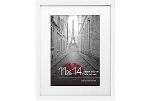 Americanflat White Picture Frame 11x14 - Displays 8x10 with Mat / 11x14 Without