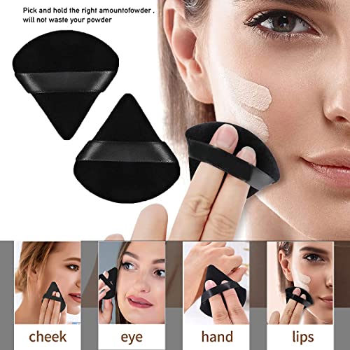6 Pcs Pure Cotton Triangle Powder Puff,Face Soft Makeup Puff For Loose Powder,Velour Cosmetic Foundation Sponge Beauty Makeup Tools-Black #TOP4