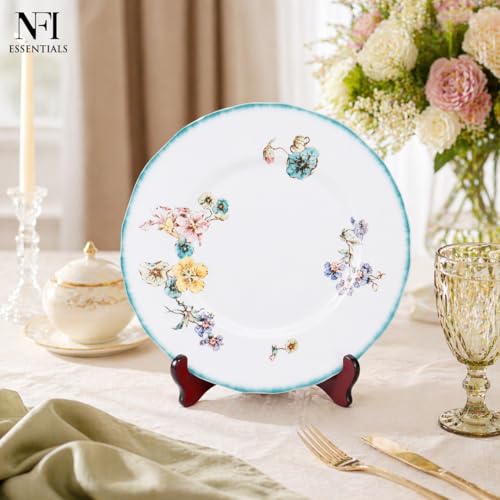 Image of NFI essentials 10 Inch Premium Ceramic Dinner Plate, Serving Plate for Main Course, Pasta, Rice, Salad & Meals, Dishwasher Safe Kitchen Dinner Plate