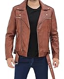 Colliers à revers larges, poches zippées, veste en faux cuir marron