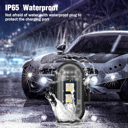 Image of 4PCS Wireless LED Strobe Lights with Remote Control, 8 Colors Rechargeable Led Lights Anti-Collision LED Emergency Warning Lights for Car Motorcycle Bike Drone Aircraft