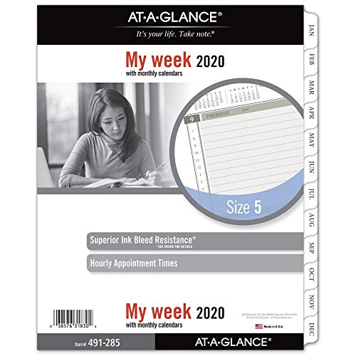AT-A-GLANCE 2020 Weekly Planner Refill, Day Runner, 8-1/2