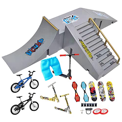 Großes Fingerboard Rampen Set – ModularerSkatepark mit Finger-Skateboard, BMXFahrrad & Scooter – Inkl. Finger-Hosen & Mini-Schuhen – Ultimatives Rampen-Kit für Training & Tricks – Geschenk für Kinde