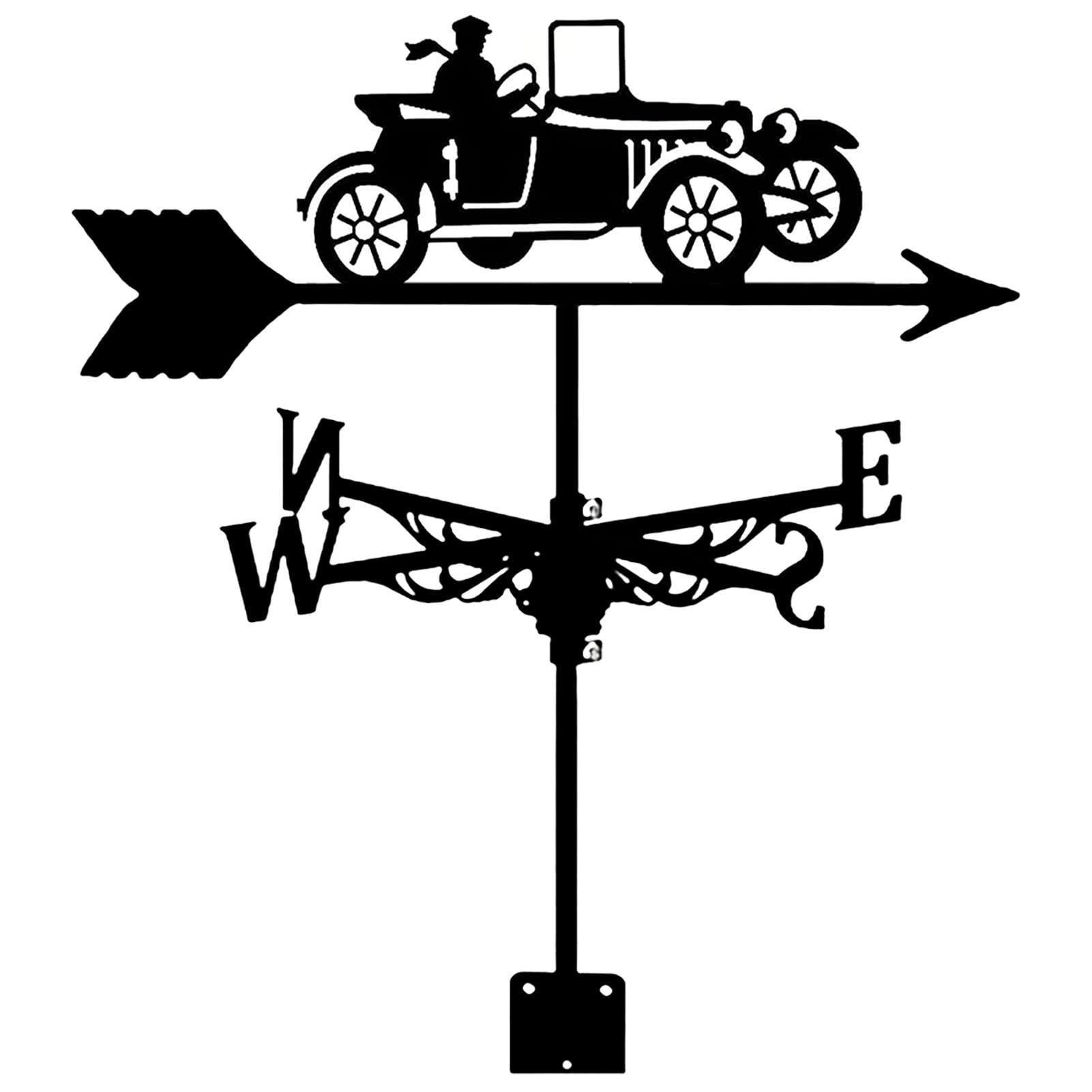 EICOFF Rooftop Install Weathervane Retro Car Silhouette Wind Vane Classic Black Metal Wind Direction Indicator for Garden Decoration and Yard Decoration