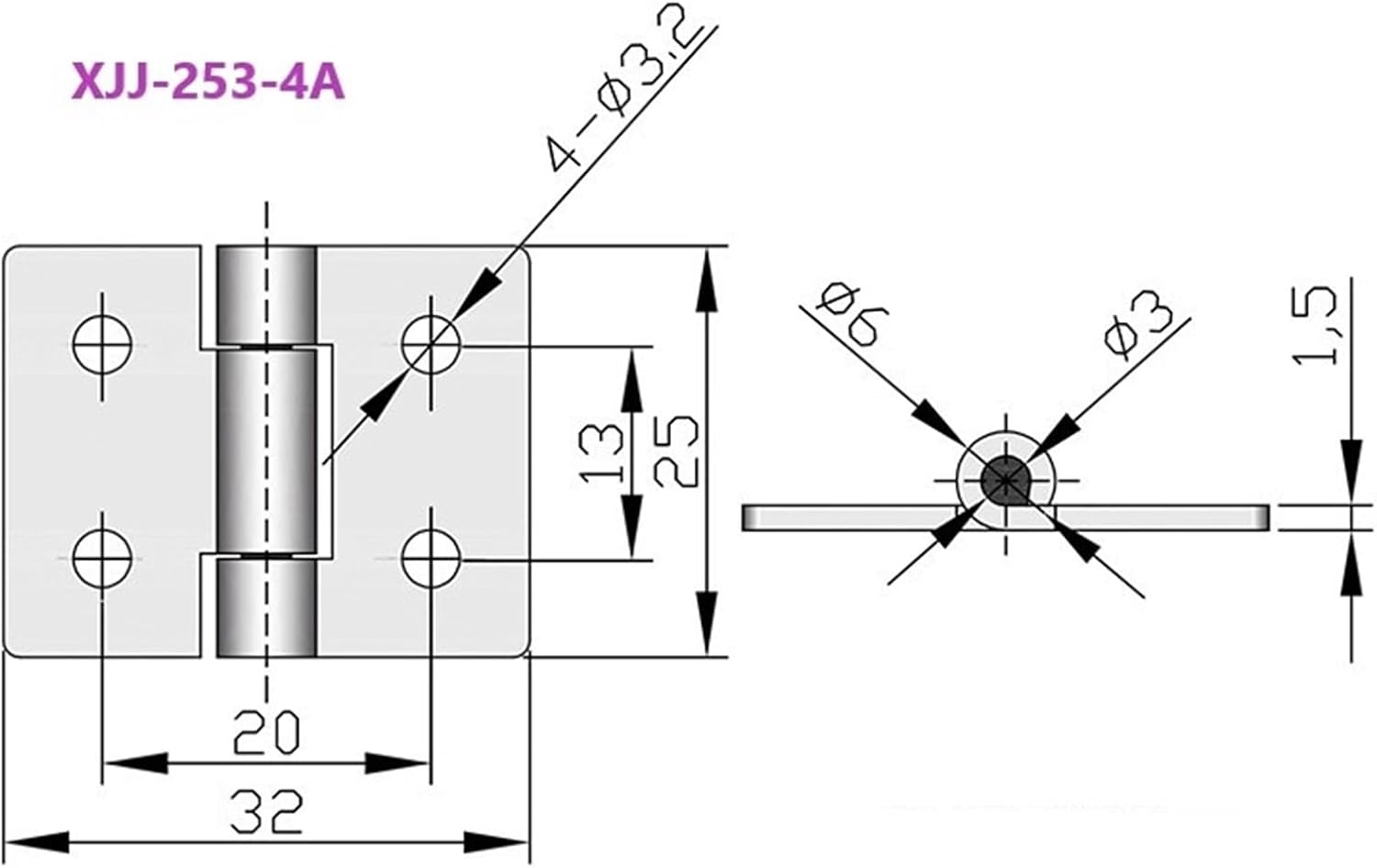 253-4A Stainless Steel Ammeter Control Box Distribution Box Door Hinge Switch Cabinet Hinge Equipment Control Box Hinge 1Pcs
