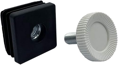 Miniatura 8 de Flyshop 4 juegos de tapones de plástico negro para tubos rectangulares, roscados M8, altura ajustable de 0.512 in a 0.984 in, nivelador de muebles