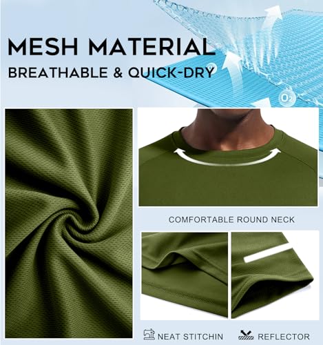Image of Men's Quick-Dry Sportswear T-Shirts,4 /6 Pack Breathable Moisture Wicking Gym Tops for Training & Workout,Short Sleeve Tees