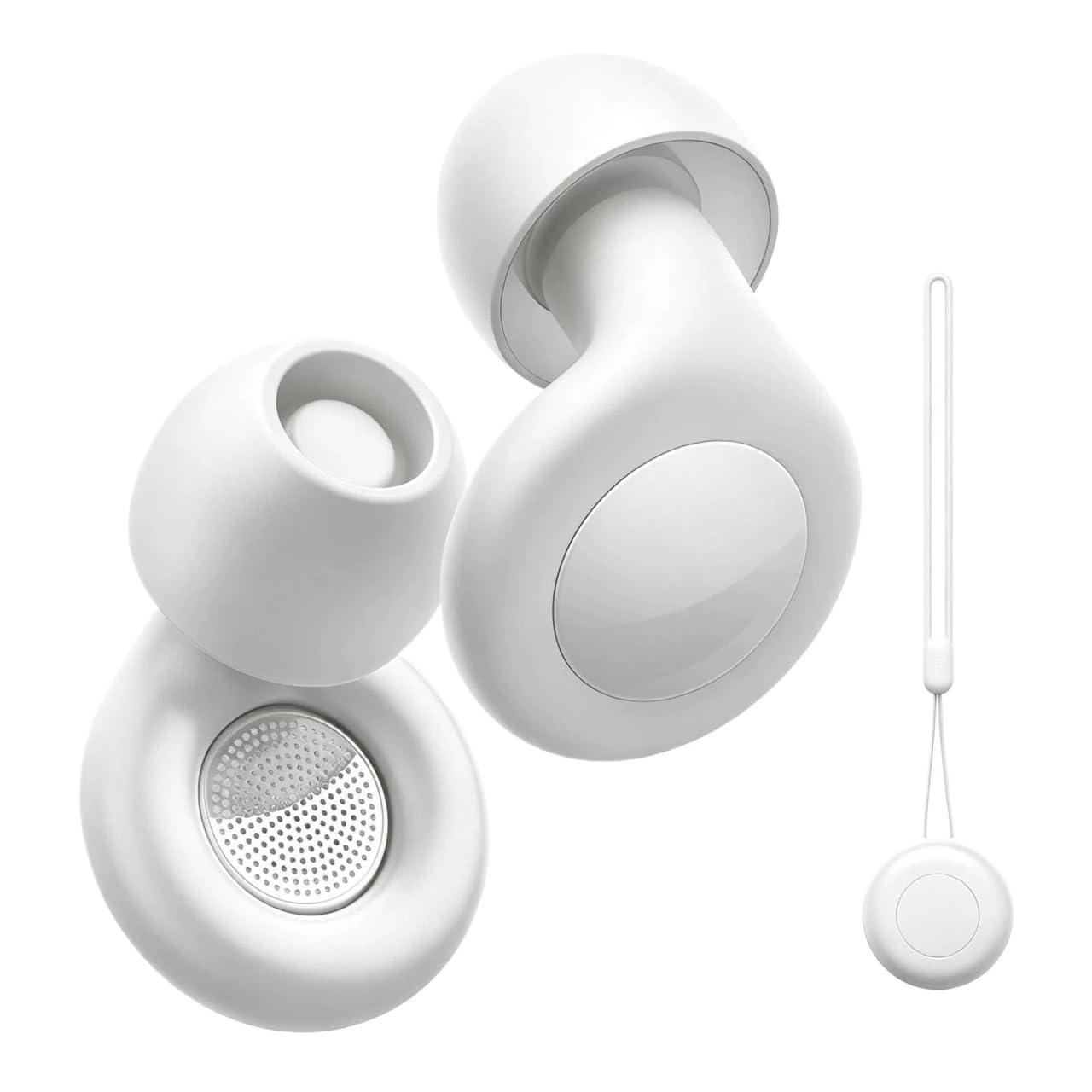 Tapones para los oídos ajustables – 3 modos de ruido, 20-26 dB SNR, 4 tallas de almohadillas, sin pilas, con estuche(White)