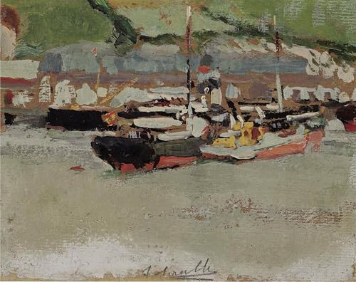 Tableau Mer Joaquín Sorolla Toile Bateaux dans un port pour sublimer un salon lumineux