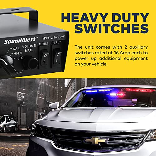 Lamphus Soundalert 12V 100W Police Siren Pa System [Slim Speaker] [118-124Db] [Handheld Microphone] [Hands-Free] [2 X 16A Switches] Warning Emergency Siren For Vehicles Truck Utv Atv Car Pov #TOP3
