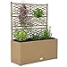 Outsunny Pflanzkübel mit Rankgitter 3 Töpfe, Pflanzgefäß, 33 l, Garten, Balkon, Terrasse, Außenbereich, aus Polyrattan und Stahl, 84 x 30 x 107 cm, Sand/Schwarz