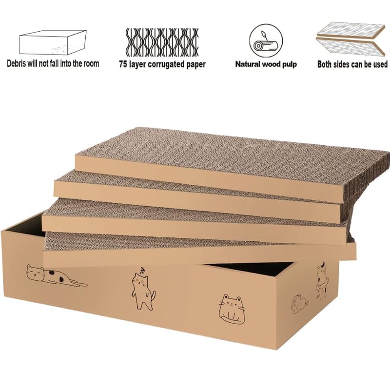 Image of Dog Trust Extra Large Cat Scratcher Cardboard, Scratch Pad with Cat Scratcher Box, Reversible Cardboard Refill Pad