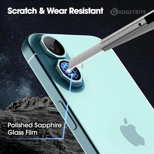 Image of GadgetBite Snaptra Octagon Lens Protector Compatible With iPhone 16 & iPhone 16 Plus - 9H Tempered Glass Camera Cover with Metal Ring, Scratch-Resistant,Camera Lens Protection - Teal