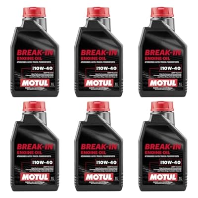 Motul 108080 Break-in Engine Oil 4T Engines Auto Truck Powersports SAE10W-40 Mineral Oil 1-Quart Pack of 6