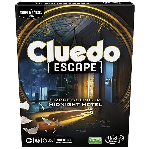 Hasbro Gaming Cluedo Escape Erpressung im Midnight Hotel, einmalig lösbares Escape-Room-Spiel für 1 − 6 Spieler, kooperatives Spiel