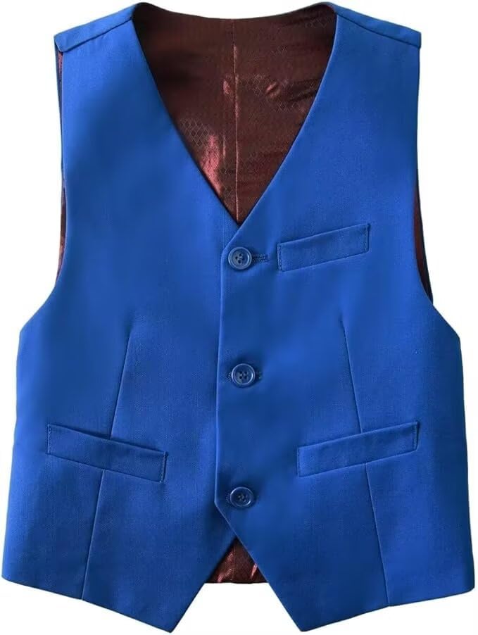 Boys Formal Suit Vest Solid Dress for Toddler Kids Formal Wedding Outfit Size 2-14 Years