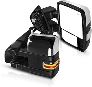 ECCPP Tow Mirrors Towing Mirrors Compatible with 2004-2014 for Ford for F-150 Pickup Truck with Left Right Side Power Control Heat Turn Signal Puddle Auxiliary Light with Chrome Housing