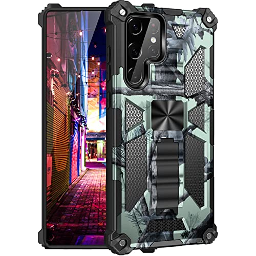 Coque armure camouflage pour Samsung Galaxy A32 5G S22 S21 coque complète vert clair