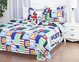 Twin/Full Kids Comforter Reversible Complete Bedding Set Girls Boys Toodler Patterned Sheets Set Pillow Sham and Decorative PillowSham (Pirates Boat, Twin)