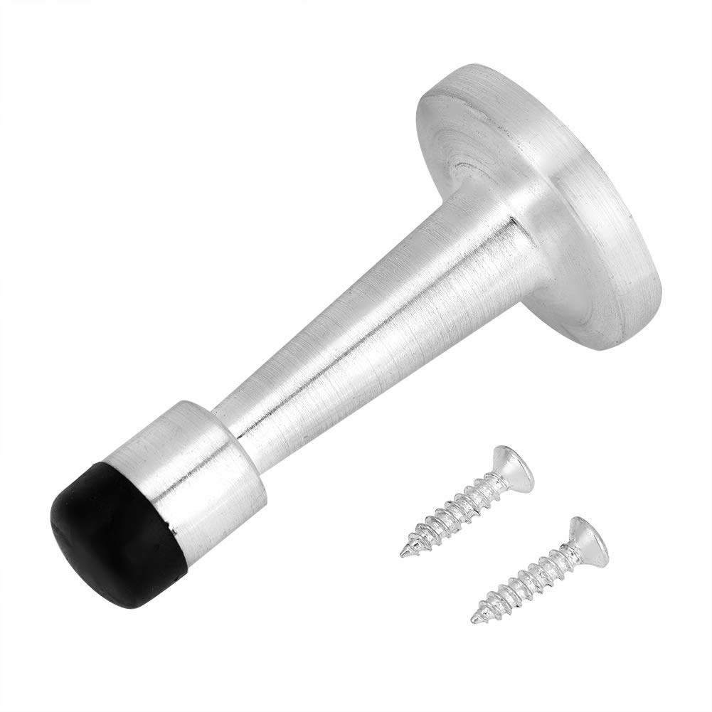 Door Stopper, Zinc Alloy Rubber Anti Collision Door Stopper, Rust Resistant Holder, Your Door, Wall from Damage, Reduce, Stops (Alloy Door top Brushed Small Blister)