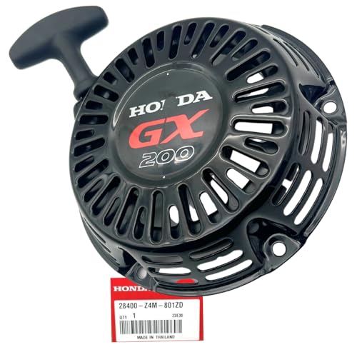 KINDZA Genuine Recoil Pull Starter Assy 28400-Z4M-801ZD Black Pull Cord for Honda GX200 Engine with Emblem 87521-Z4V-000