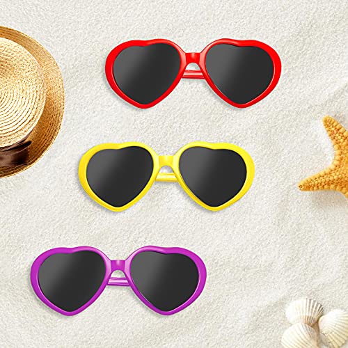 YQVIE 10/20 Pack Neon Color Heart Shaped Sunglasses for Women Heart Sunglasses in Bulk for Bachelorette Party Favors3