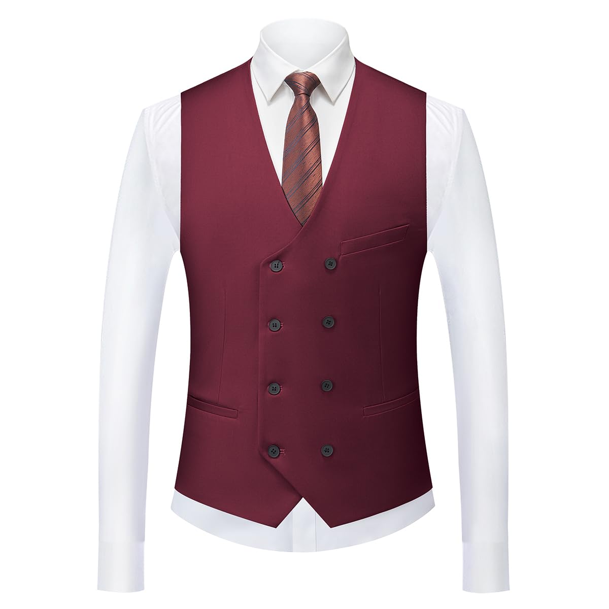 MODFUL Costume 3 pièces pour homme - Coupe ajustée - Avec un bouton - Blazer de mariage - Gilet et pantalon