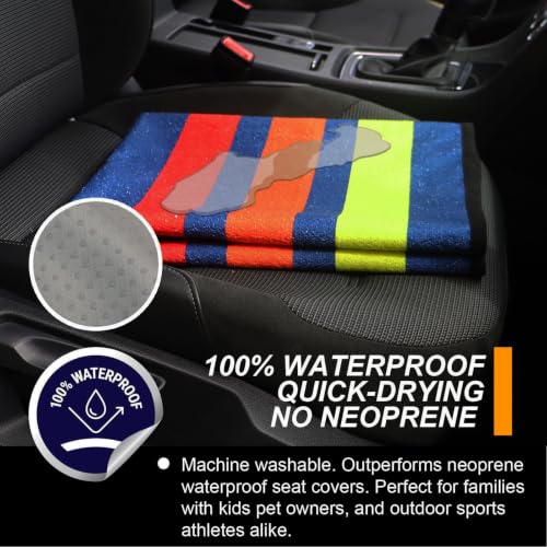 Image of Back Seat Cover for Car Trucks Van SUV,Waterproof Rear Bench Towel Seat Covers for Dogs and Kids,Automotive Backseat Protector (Racing Stripes)