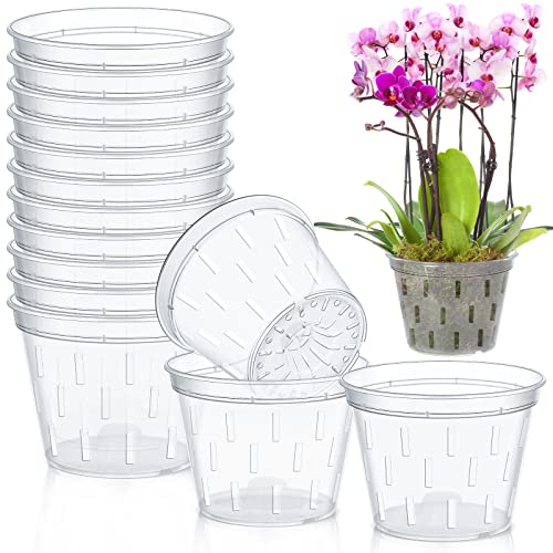12 Pack Orchid Pot 6 Inch Clear Orchid Pots With Holes Plastic Flower Plant Pots Breathable Slotted Orchids Planter For Indoor Outdoor Orchid, Plants, Flower Repotting, Nursery Drainage #TOP7